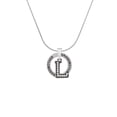 thumbnail image 2 of Delight Jewelry Black Nickeltone Crystal Initial - L - Beaded Border - Silvertone Grandmother Ring Charm Necklace, 18", 2 of 4