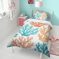 thumbnail image 4 of Coastal Coral Duvet Cover and Pillowcase Set for Single Bedding, Bedroom Accessories for Kids Teens, 4 of 5