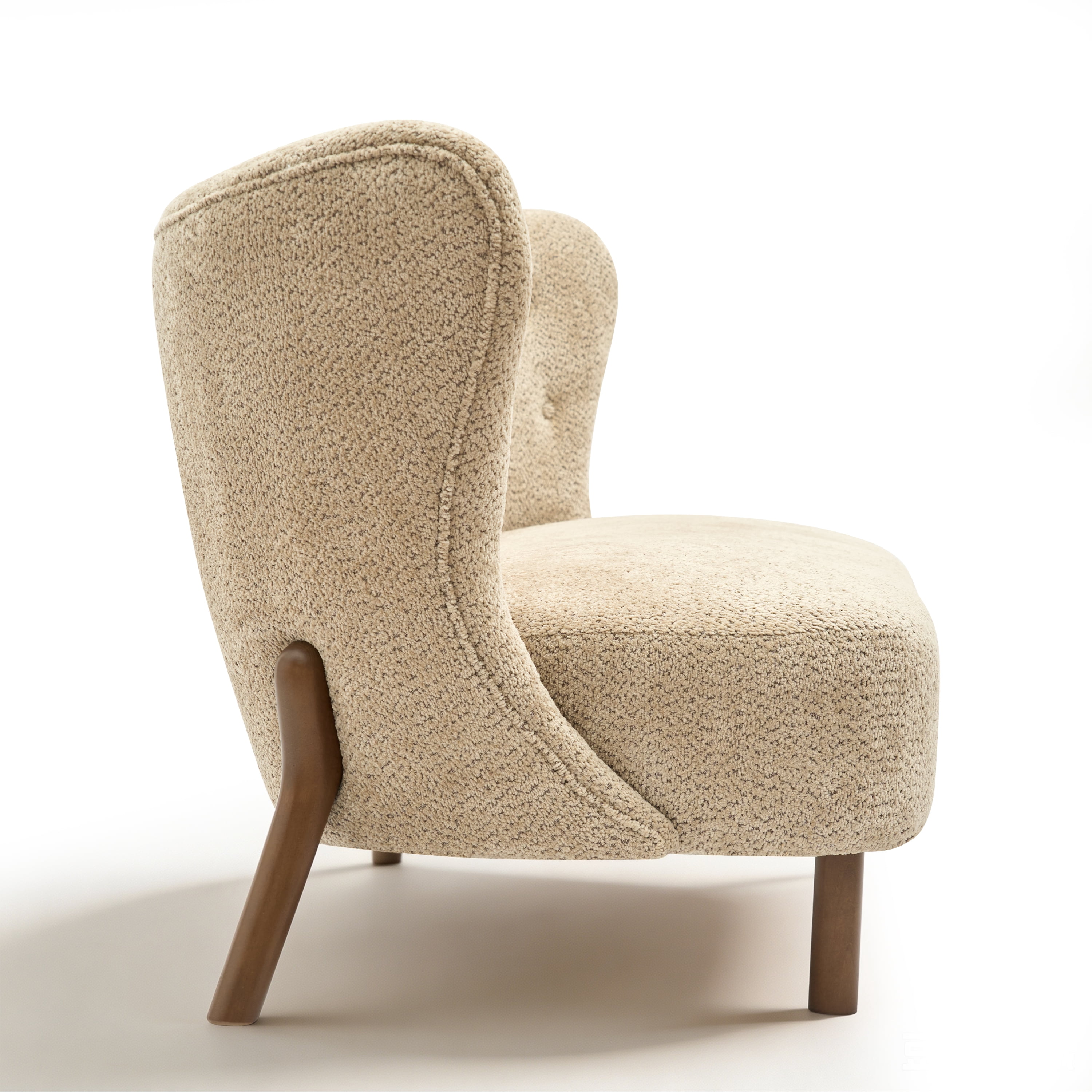 Aukfa 57.87" Armless Chenille Loveseat Chair, Upholstered Settee Bench with Backrest for Dining Room, Living Room & Bedroom,Camel