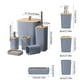 thumbnail image 3 of Set de accesorios de baño de 6 piezas | El juego de baño de plástico moderno incluye dispensador de jabón, soporte para cepillos de dientes, vaso, cubo de basura, cepillo de inodoro – blanco, gris, 3 of 6