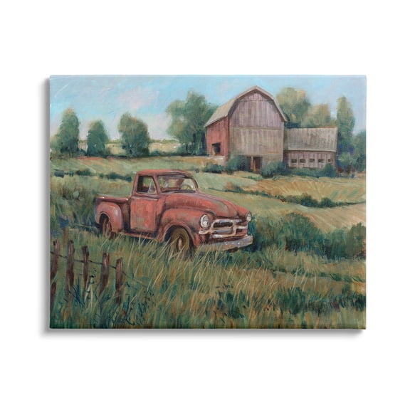 Stupell Industries Peaceful Farmland Truck Barn Scene Painting Gallery Wrapped Canvas Print Wall Art, Design by Tim OToole
