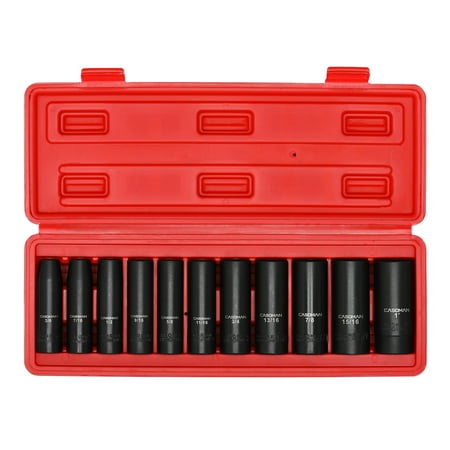 

CASOMAM 11 Pieces 1/2-inch Drive Deep Impact Socket Set SAE 6-Point 3/8-inch to 1-inch