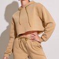 thumbnail image 3 of Oplxuo Women's Cropped Hoodies Sweatshirts Casual Basic Long Sleeve Pullover Solid Color Loose Y2K Fall Clothes, 3 of 6