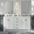 thumbnail image 2 of Ariel Taylor 66 Inch Double Oval Sink Bathroom Vanity With Carrara White Quartz Countertop 1.5 Edge In White, 2 of 11