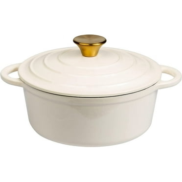 Lexi Home 2.8-Qt Enameled Cast Iron Dutch Oven with Lid & Loop Handle, Cream