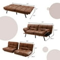 thumbnail image 4 of Giantex Convertible Sofa Bed, Memory Foam Futon Bed w/Adjustable Backrest & Armrests, Upholstered Folding Couch Sleeper for Small Space, Brown, 4 of 10