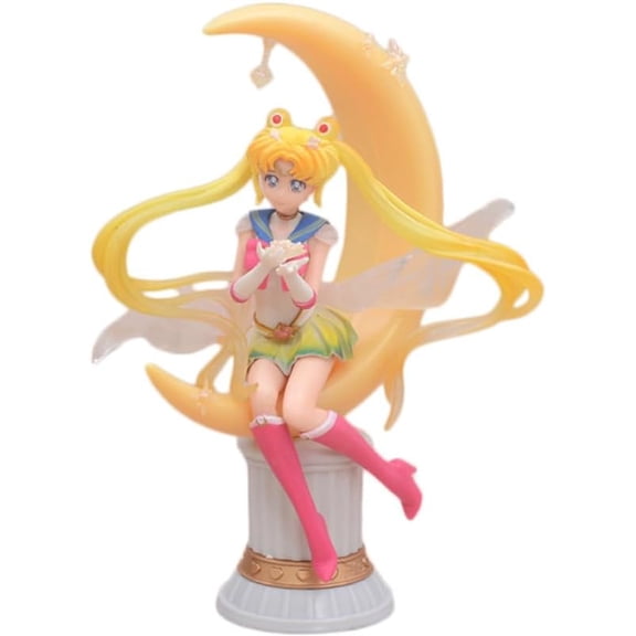 New Tsukino Usagi Figure, Sitting Moon Platform Tsukino Usagi Anime Figures 20cm/7.9inch Handmade PVC Game Character Model Decoration Craft Gift