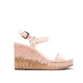 thumbnail image 2 of Cecelia New York Libby Pink Patent Cork Open Toe Buckle Wedge Heeled Sandals (Pale Pink Floral, 5.5), 2 of 4