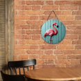 thumbnail image 5 of Rustic Round Wooden Wall Art Sign, 8" Decorative Home Decor, Vintage Pink Flamingo Designs, Easy Hang, Gift-Ready for Christmas Living Room Bedroom Kitchen Office, 5 of 8