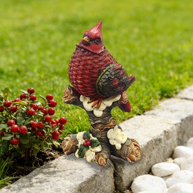 Statue d'Oiseau en Résine Ornement d'Arbre Extérieur, Matériau Résistant aux Intempéries et Imperméable, Conception Réaliste d'Intégration de Branches, Couleur Vibrante Résistante à la Décoloration, pour Déco de Cour, Jardin, Clôture d'Arbre