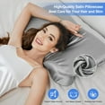 thumbnail image 4 of Satin Pillowcase for Zelimun Cervical Pillow, Ergonomic Case, Smooth & Soft Sleeping Pillowcase, Gray Pillow Cover with Zipper, 4 of 12