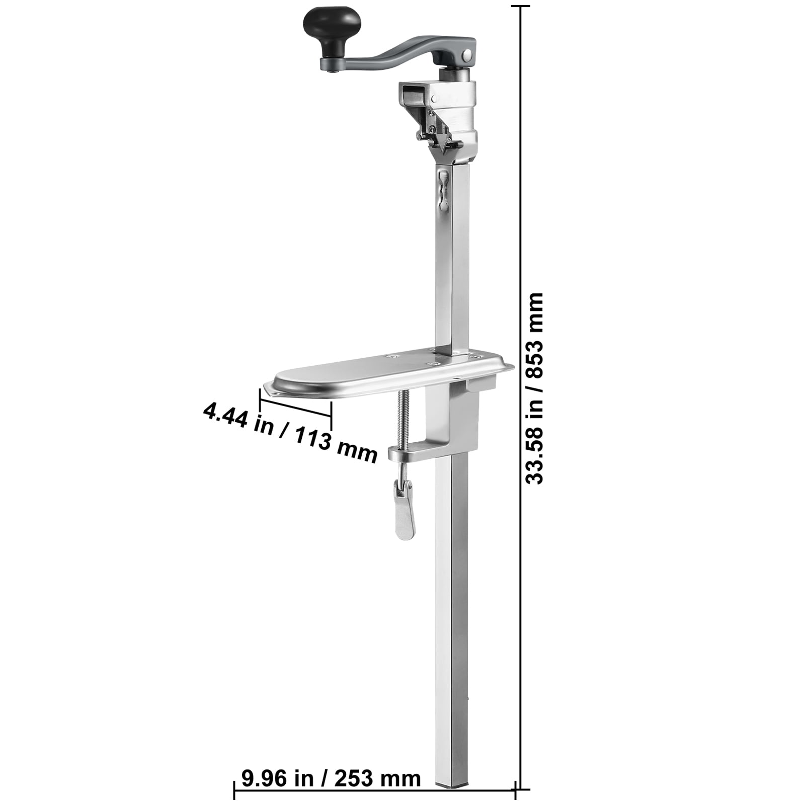 VEVOR Manual Can Opener, Sturdy Table-Mounted Opener for Big Cans, Durable with Stand, Height-Adjustable Professional Bottle Opener, Suitable for Cans Up to 15.7" High, Ideal for Restaurants, Hotel