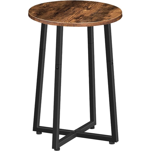 HOOBRO 15.7" Round End Table Metal Frame Living Room Bedroom Rustic Brown Modern BF95BZ01