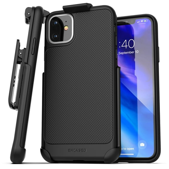 Encased Apple iPhone 11 Belt Clip Case (Thin Armor) Slim Grip Cover with Holster - Black