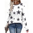 thumbnail image 3 of ZUKMRJPC Women's Long Sleeve Shirts Crewneck Cute Stars Print Loose Fit Tunics Sweatshirt Fall Soft Comfy Casual Basic Cotton Tees Tops, 3 of 7