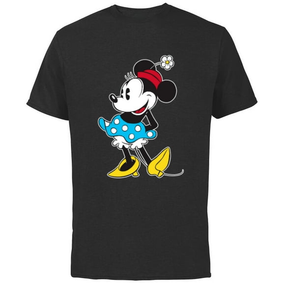 Disney Vintage Minnie Mouse in Pillbox Flower Hat - Short Sleeve Cotton T-Shirt for Adults - Customized-Black