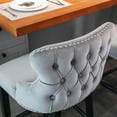 thumbnail image 5 of Counter Height Bar Stools Set of 2, Wing-Back Bar Chairs with Button Tufted Decoration and Wooden Legs, Upholstered Island Chairs with Footrest for Kitchen Island, Grey, 5 of 9