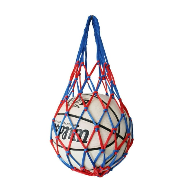 1 Pce Sac Filet de Soccer Nylon Sac de Rangement Audacieux Ballon Unique Transport Équipement Portable Sports Extérieurs Soccer Basketball Volleyball Sac Rouge Bleu