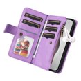 thumbnail image 3 of Dteck Zipper Wallet Case for iPhone 16 Pro Max,Magnetic Leather 9 Card Slots Wallet Case Shockproof Kickstand Full Body Protection Cover with Wrist Strap for iPhone 16 Pro Max,Purple, 3 of 7