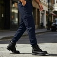 thumbnail image 6 of Smsaxvxz Cargo Pants for Men Fashion Elastic Waist Soft Long Joggers Pants Travel Climbing Trousers with Multi Pockets Dark Blue S, 6 of 6