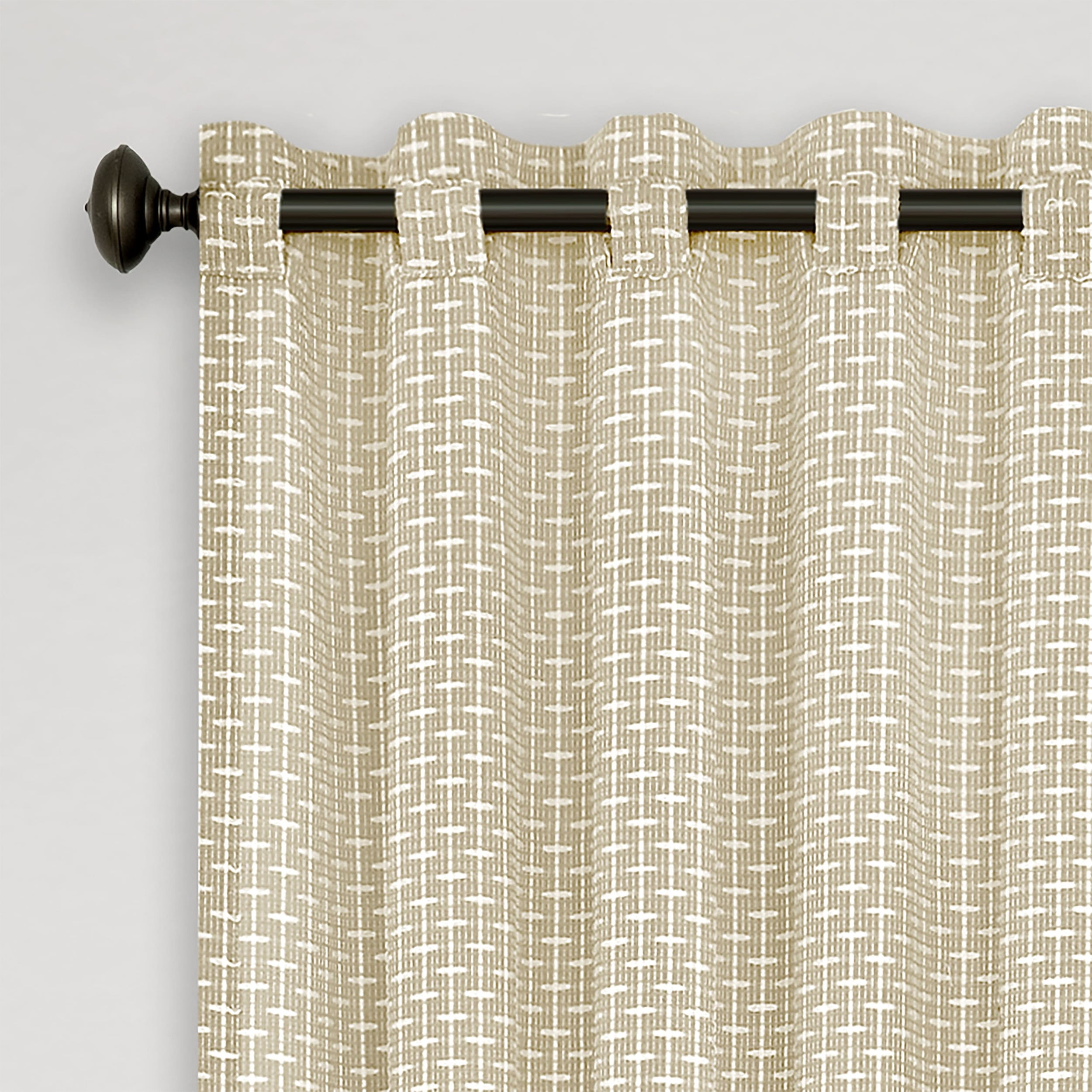 Achim Bedford Front Tab Light Filtering Curtain Panel, Tan, 42" x 84"