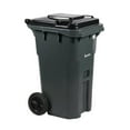 27 Gallon Rollout Trash Can with Lid, HeavyDuty Container with Wheels