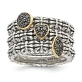 thumbnail image 1 of Solid 925 Sterling Silver 14k Yellow Gold Black Diamond 3 Stackable Ring Eternity Bands Size 7 (.06 cttw.), 1 of 6