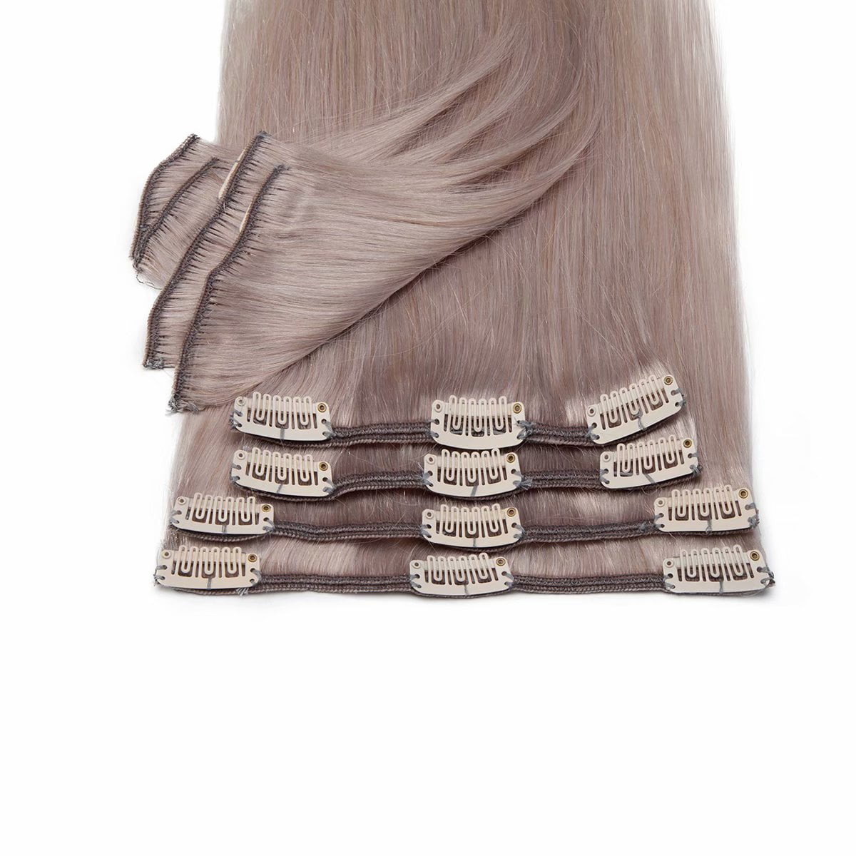 MY-LADY Clip in 100% Remy Human Hair Extensions 24Pcs Full Head Weft Highligh Hairpiece Long Straight #GREY 20inch