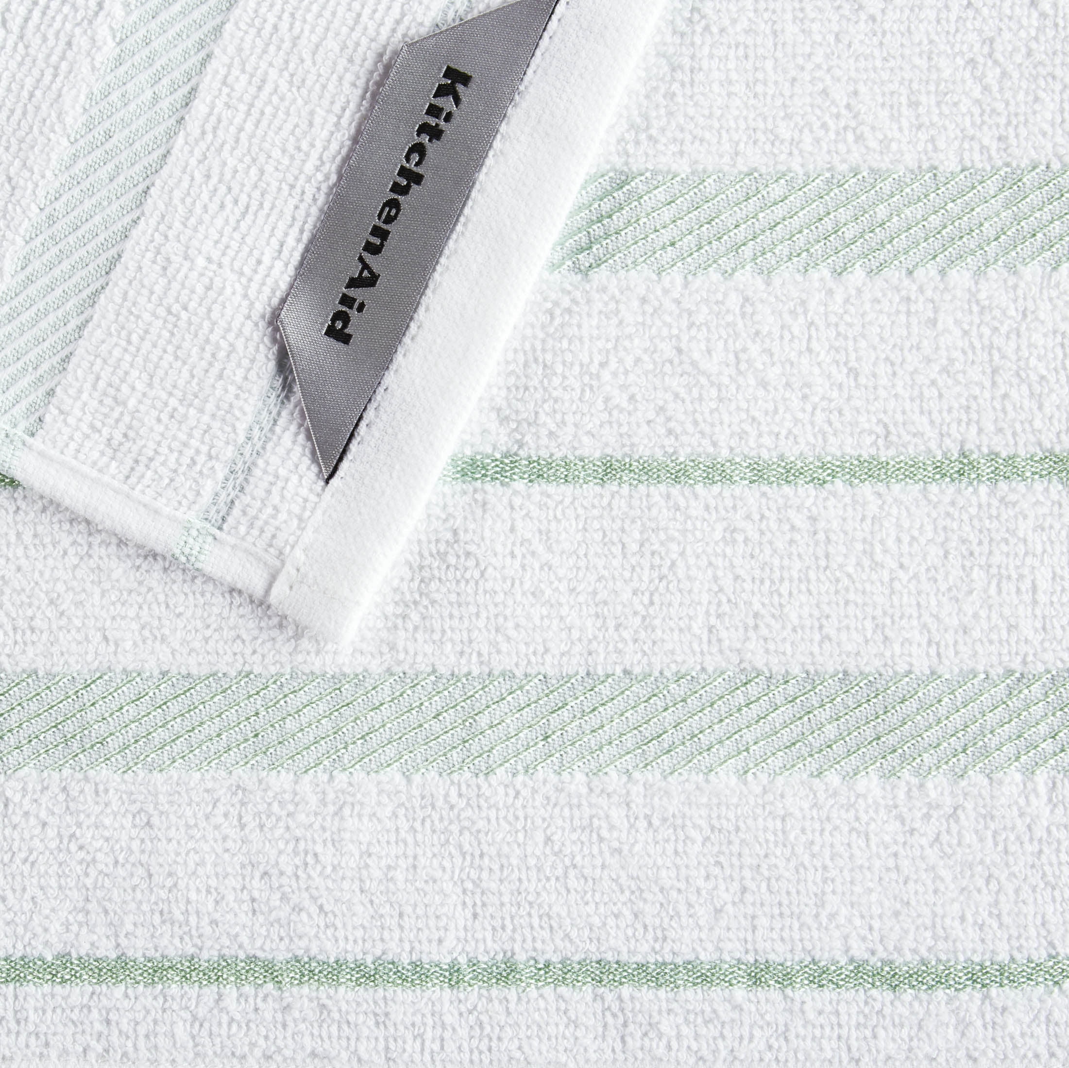 KitchenAid Albany Dishcloth 8 Pack Set, Pistachio/White, 12\"x12\"