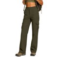thumbnail image 2 of Women's Hiking Pants Straight Leg Quick Dry Cargo Pants Sun Protection Lightweight Multi Pocket Work Trousers Dark Green 2XL, 2 of 6