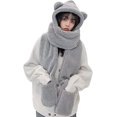 thumbnail image 1 of Gorro Mujer adolescente oso de fresa 3 en 1 Bufanda Guantes Felpa Gruesa, 1 of 5
