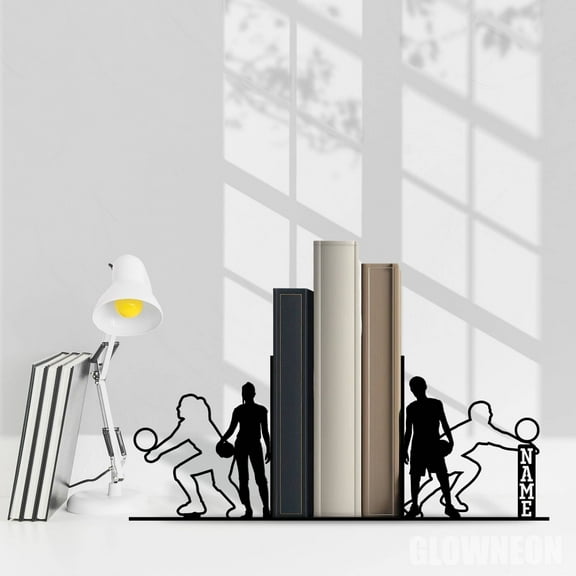 Glowneon Custom Volleyball Metal Bookend, Volleyball Book Stand Decor