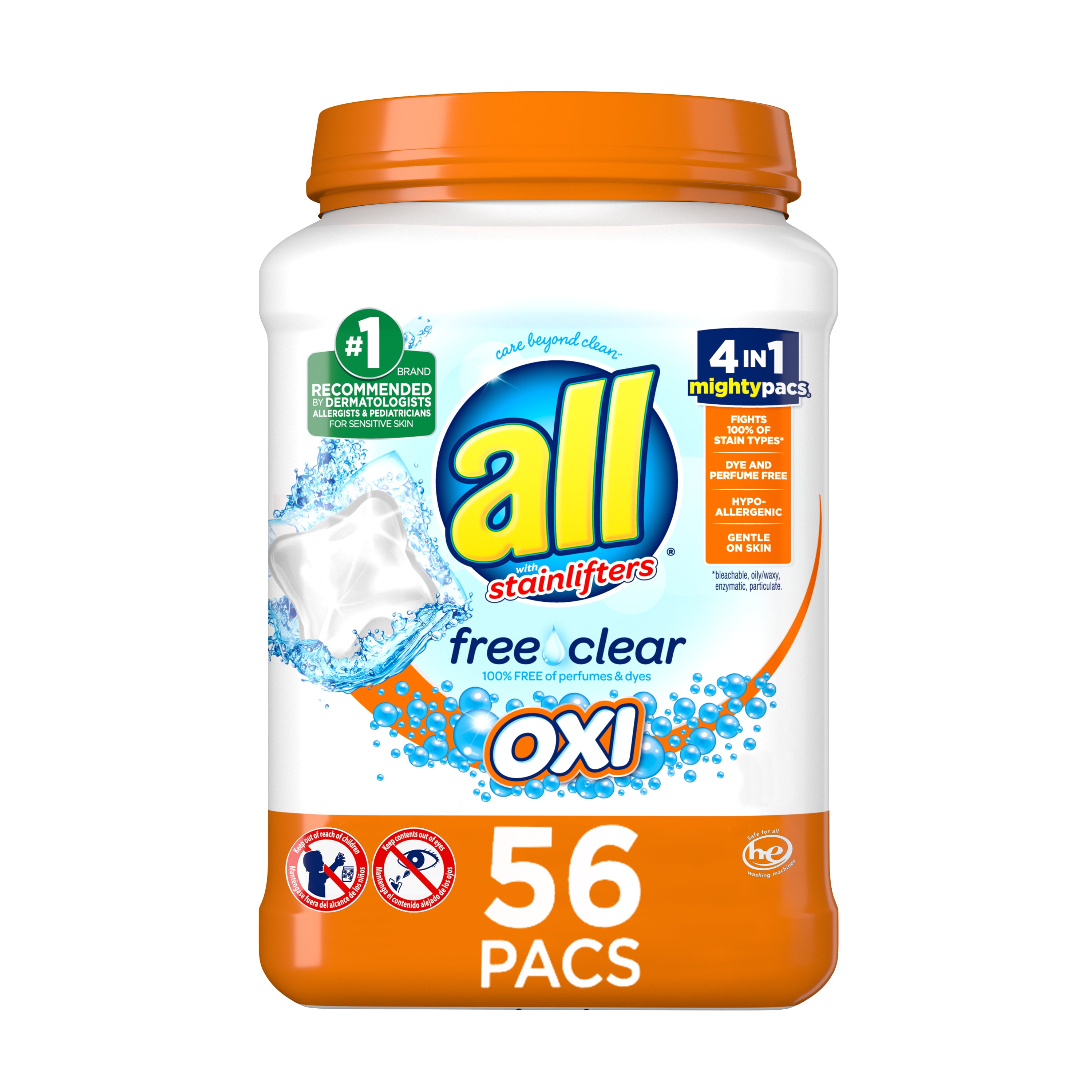 all Mighty Pacs Laundry Detergent with OXI Stain Removers and Whiteners