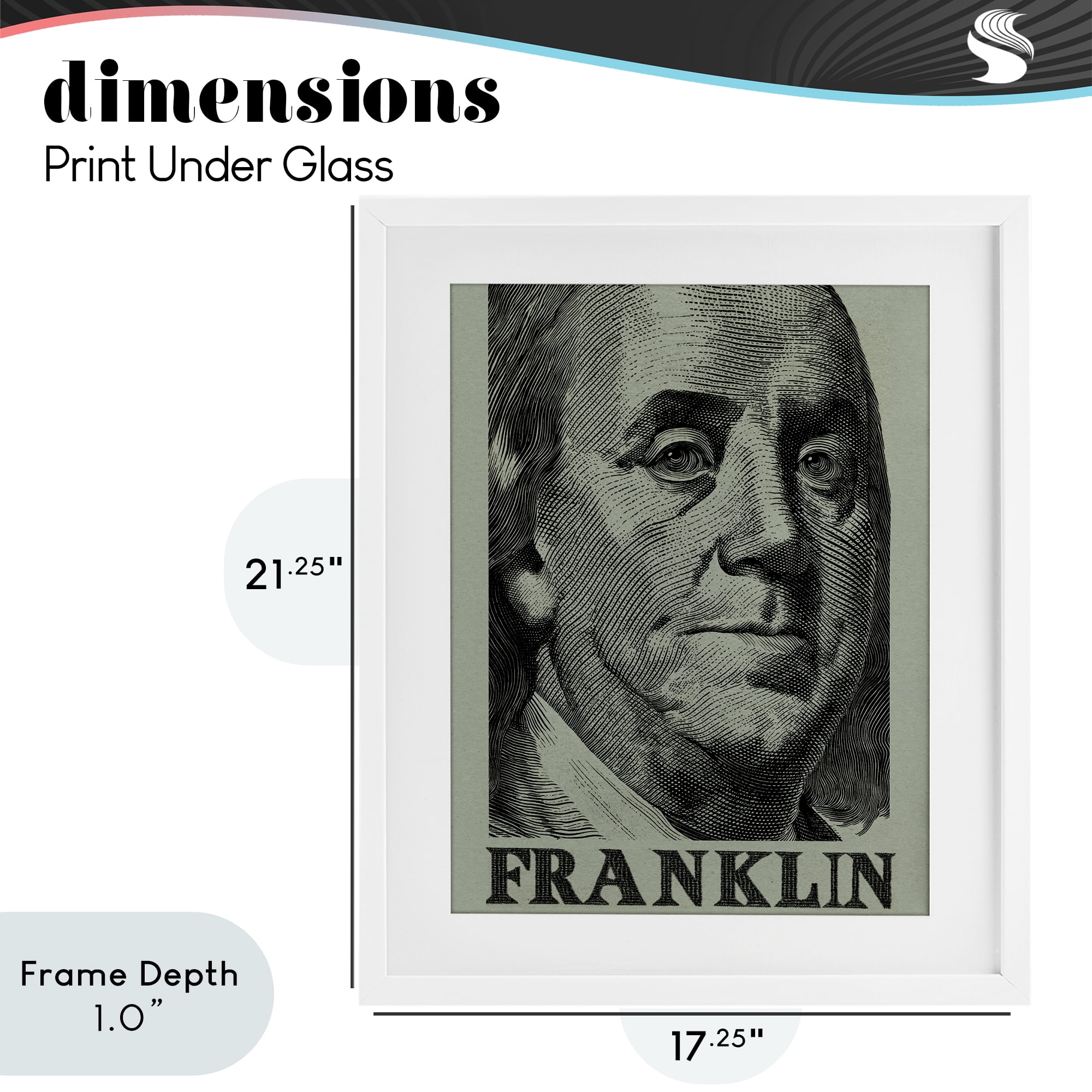 Stupell Industries Franklin's Influence Portrait White Framed Print Under Glass, design by Svetlana Aleynikova