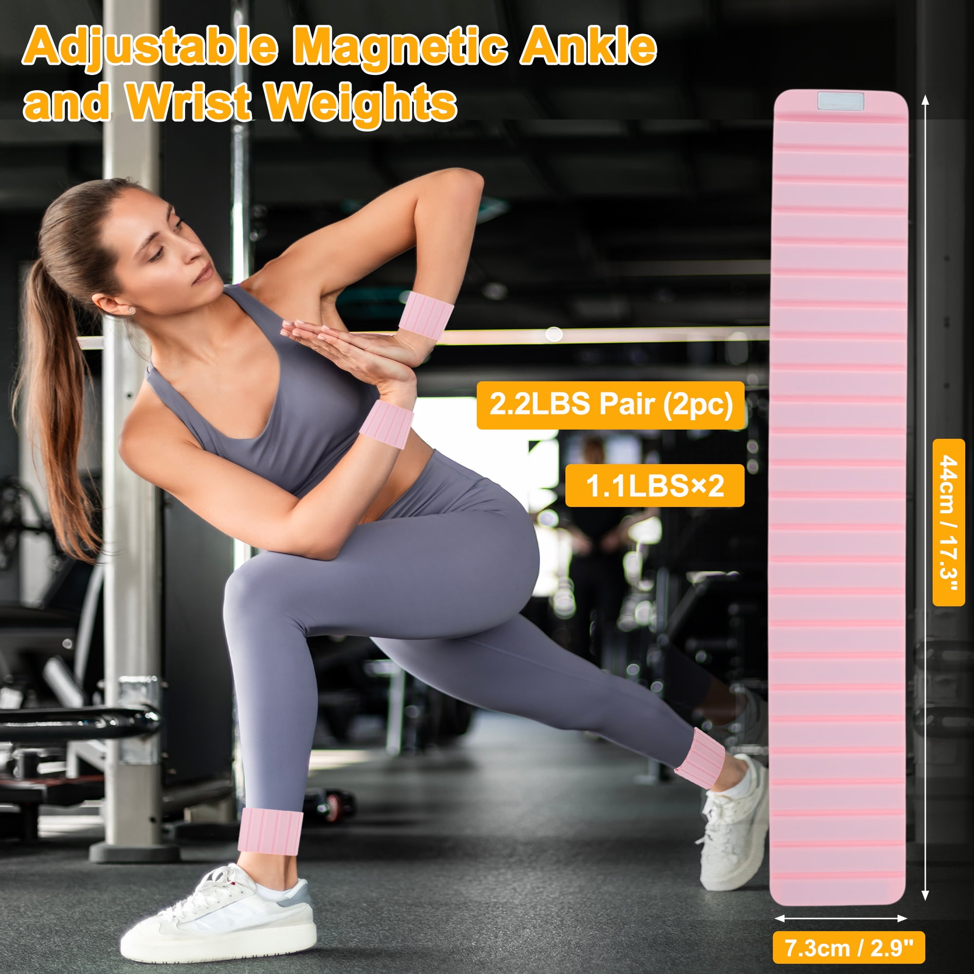 Unique Bargains Wrist Weights 1.1LB Each Stackable Magnetic Adjustable Ankle Weights for Men & Women Jogging/Yoga & More Pink 1 Pair
