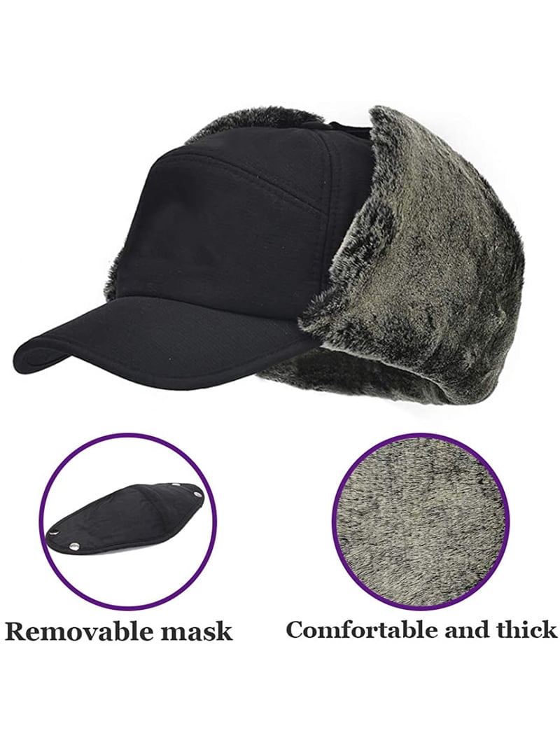 GRNSHTS Winter Warm Facemask Cap, 3 in 1 Bomber Hat with Full Face