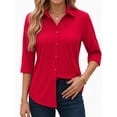 thumbnail image 2 of MOYIKO Womens Button Down Shirts 3/4 Sleeve Basic Business Dress Shirts Collared Work Office Fitted Blouses Tops, 2 of 7