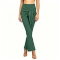 thumbnail image 3 of AKOEE Flared Leggings for Women Tie Front Skirted High Waist Stretchy Bell Bottoms Yoga Workout Casual Pants (M, Green), 3 of 8