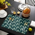thumbnail image 3 of Green Summer Botanical Placemats Set of 12, Spring Floral Birds Farmhouse Placemats for Dining Table, Place Mats for Kitchen Tabletop, Waterproof Wipeable Dining Table Mats Set, 3 of 9