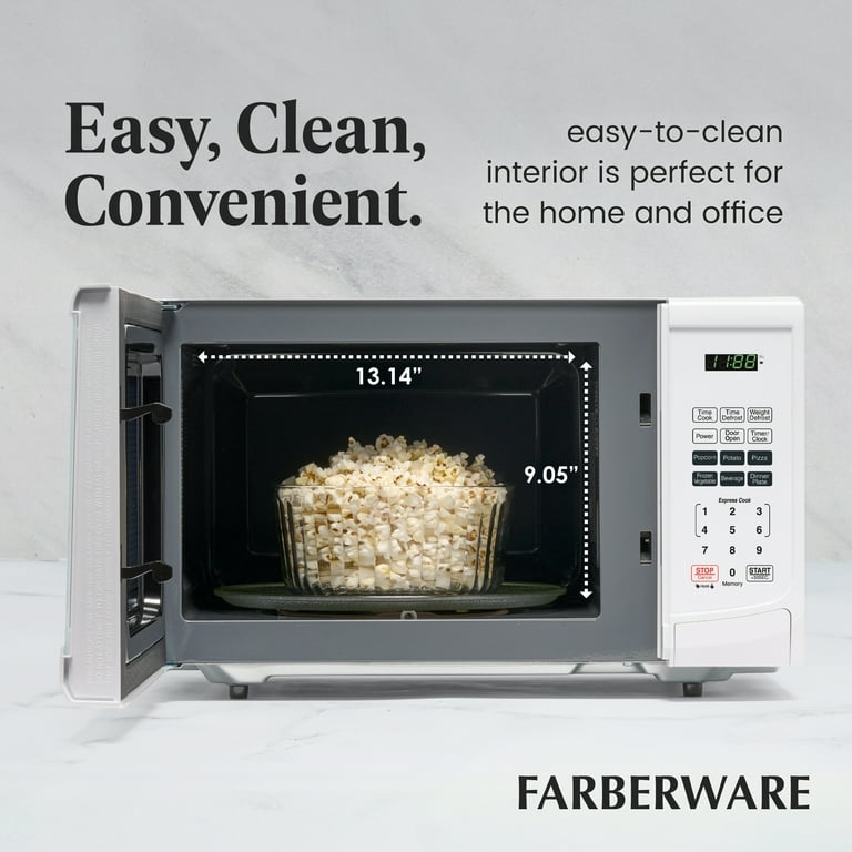 Farberware 0.9 Cu Ft Microwave Oven with LED, Child Lock, White