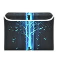thumbnail image 7 of Yayeee Collapsible Cube Storage Bin with Lid Fabric Closet Decorative Basket with Handles, Blue Tree, 7 of 7