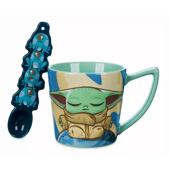 Disney Parks Grogu Mug with Spoon Set Star Wars: The Mandalorian New With Tag