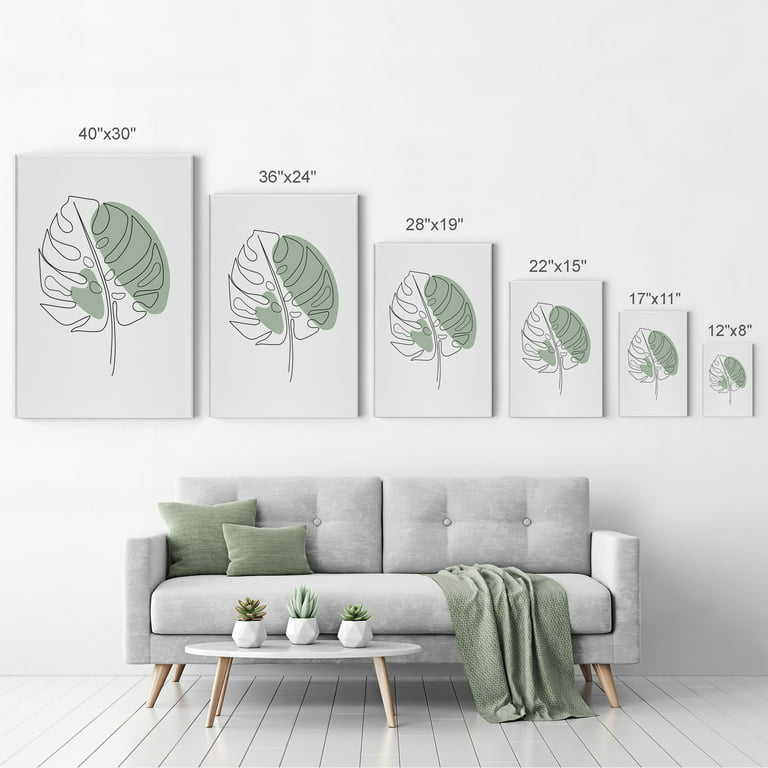 Smile Art Design Colorful One Line Minimalism Art Monstera Leaf Botanical  Drawing Abstract Canvas Wall Art Print Office Living Room Dorm Bedroom Aesthetic  Modern Home Decor Ready to Hang - 36x24 