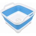 thumbnail image 2 of UYGDUY-2.4 Gal(9L) Collapsible Dish Basin with Drain Plug, Space Saving Outdoor Multiuse Foldable Sink Tub, Dishpan, Kitchen Storage Tray for Camping, Vegetable Washing, RV (Blue), 2 of 4