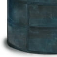 thumbnail image 3 of Simpli Home Connor Round Pouf in Distressed Teal Blue Genuine Leather, 3 of 10