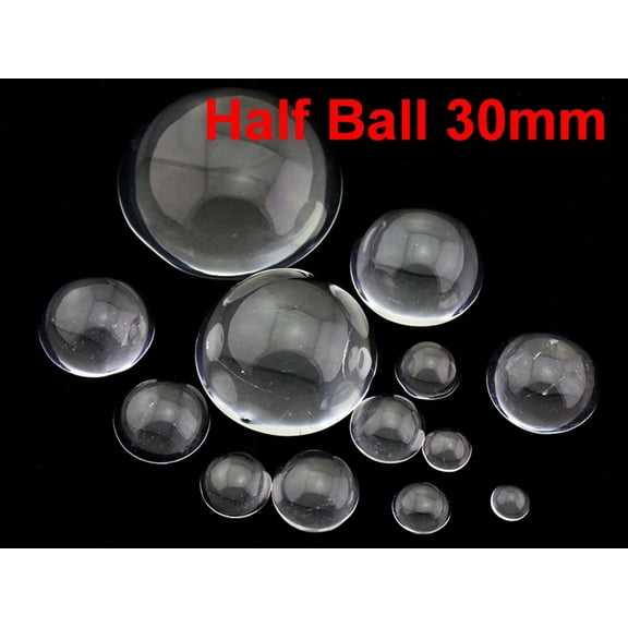 U8MO 6 Transparent Clear Flatback Glass Half Sphere Ball Cabochon 30mm No Hole