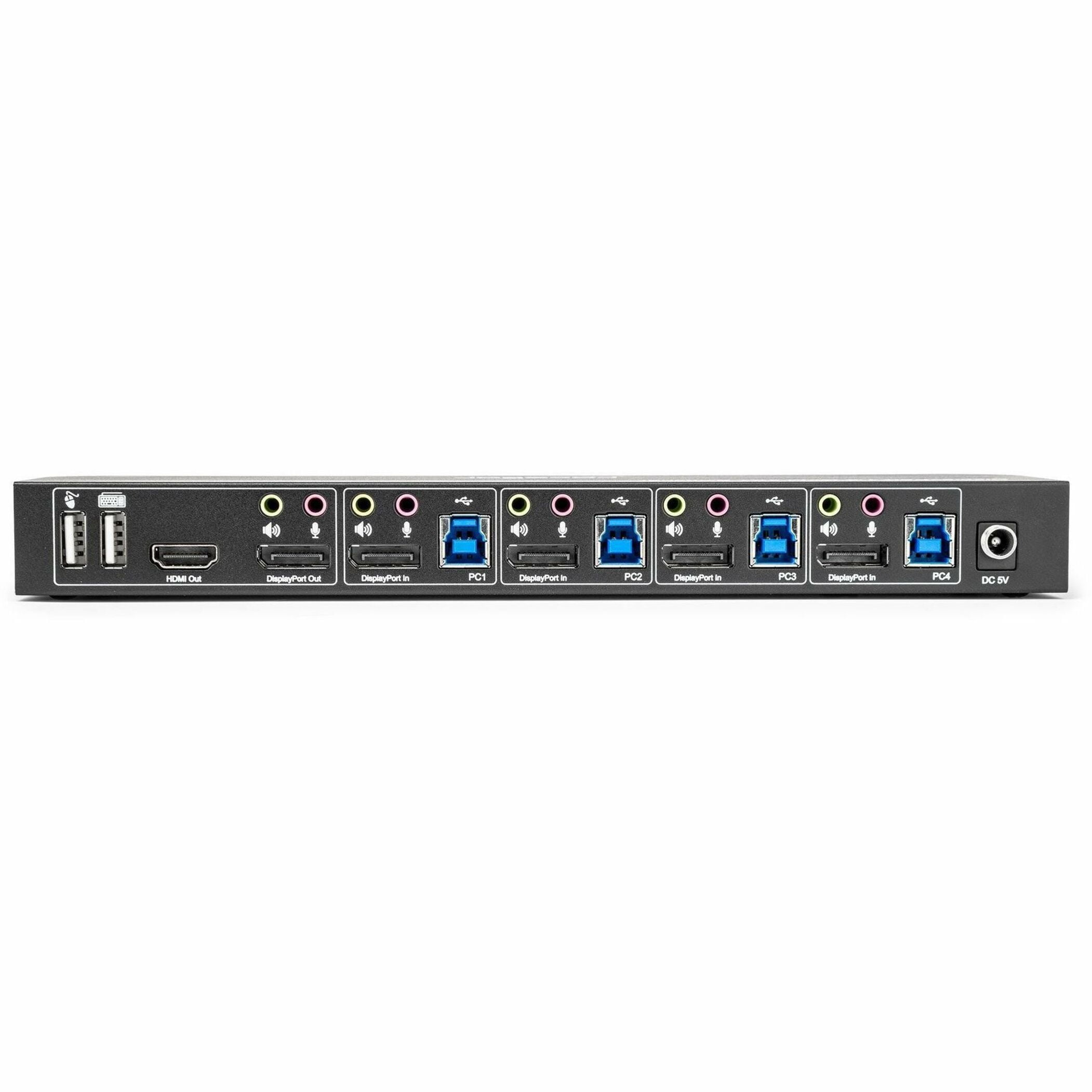 Rocstor SolidKVM SK04 DisplayPort 1.4 and USB 3.0 4?1 KVM Switch - 4 Computer(s) - 1 Local User(s) - 4K - 4096 x 2160 - 8 x USB - USB 2.0 - HDMI - 5 x DisplayPort