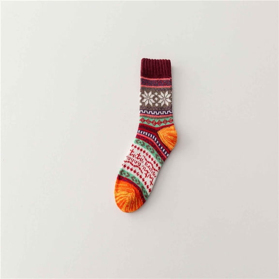 Lilgiuy Women Fashion Print Loose Christmas Socks Thick Warm Stocking Comfortable for Work Office Business