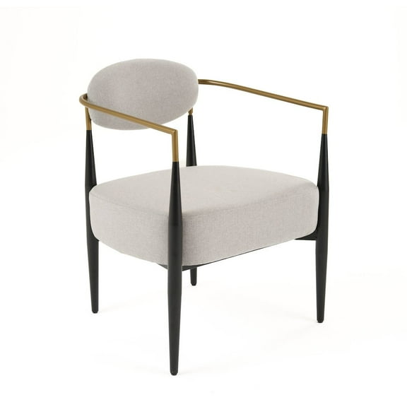 Modrest Liberty - Modern Beige Fabric + Black & Gold Accent Chair