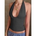thumbnail image 3 of EMMIOL Women's Halter Deep V Backless Crop Tank Top Y2K Coquette Fall Going Out Top, 3 of 6